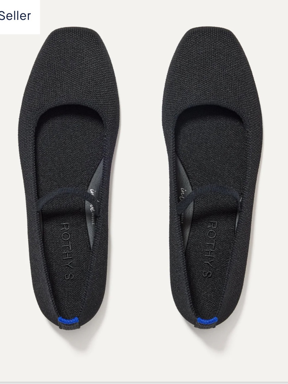Rothy's The Max Square Mary Jane Black Knit Ballet Flats Size 9
